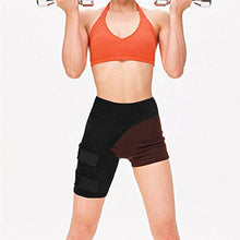 Groin Wrap Support Adjustable Groin Strain Pain Wrap Hamstring Support Brace One Size Fits Most Neoprene Brace with Stick Strap Fastener Slip Resistant for Men Women