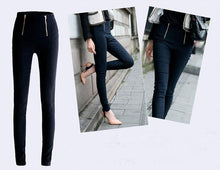 Lady Zip Pencil Pants High Waisted Stretch Leggings Trousers Pants BK/S